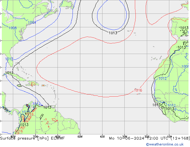 Surface pressure ECMWF Mo 10.06.2024 12 UTC