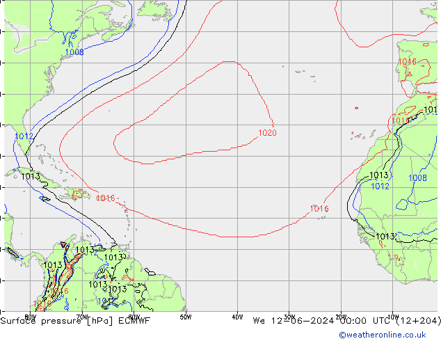 Surface pressure ECMWF We 12.06.2024 00 UTC