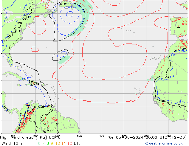 High wind areas ECMWF ср 05.06.2024 00 UTC