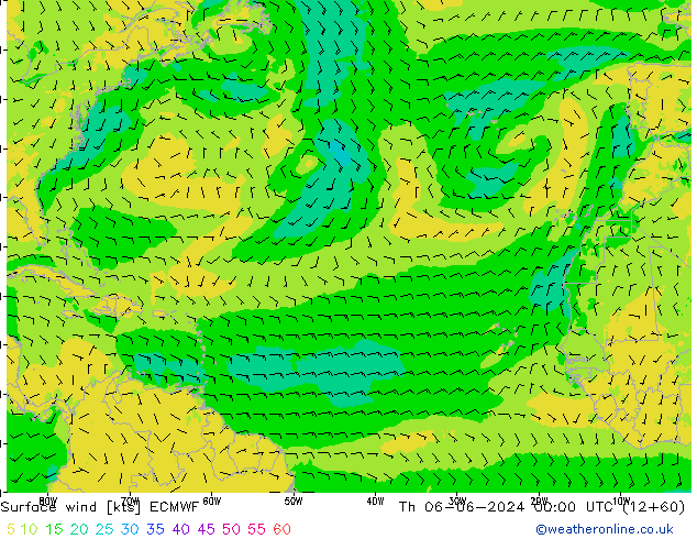 Wind 10 m ECMWF do 06.06.2024 00 UTC