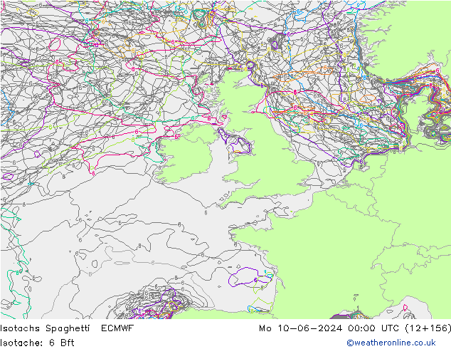 Isotachs Spaghetti ECMWF Mo 10.06.2024 00 UTC