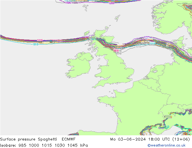 приземное давление Spaghetti ECMWF пн 03.06.2024 18 UTC