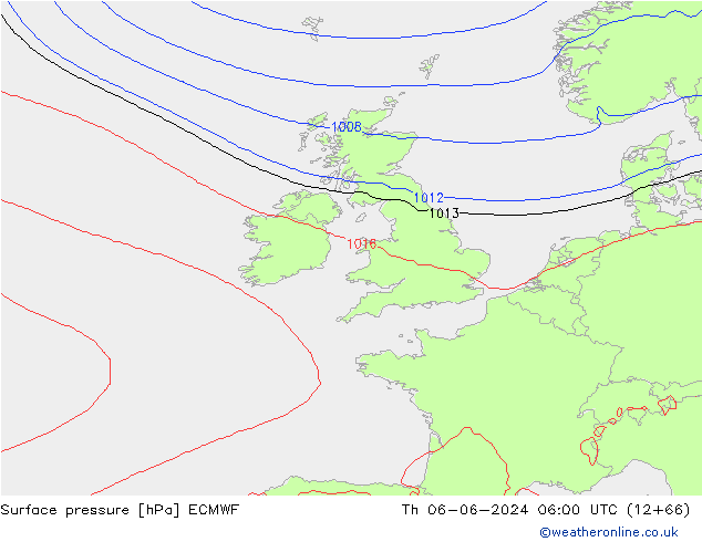 ciśnienie ECMWF czw. 06.06.2024 06 UTC