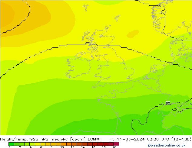 Height/Temp. 925 hPa ECMWF Ter 11.06.2024 00 UTC