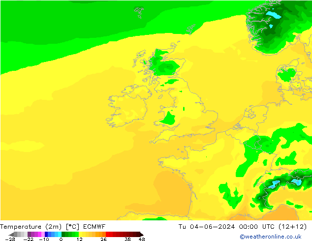 Temperatura (2m) ECMWF mar 04.06.2024 00 UTC