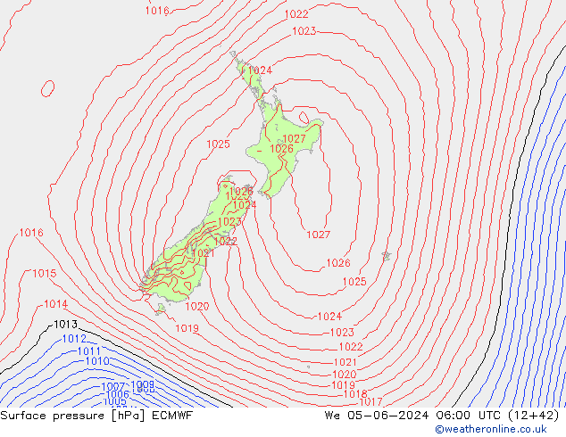 Presión superficial ECMWF mié 05.06.2024 06 UTC