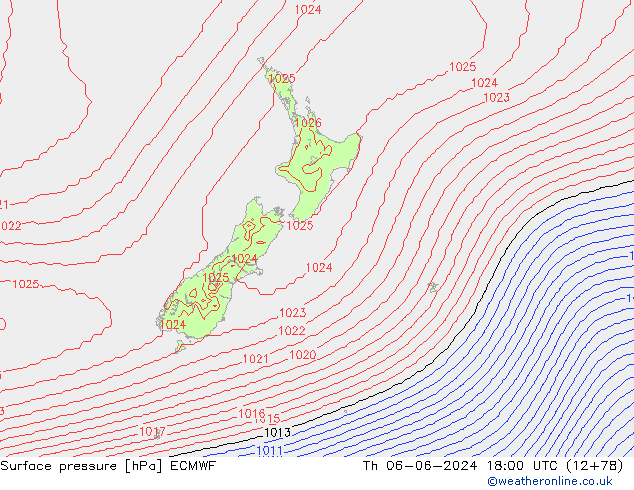 Luchtdruk (Grond) ECMWF do 06.06.2024 18 UTC