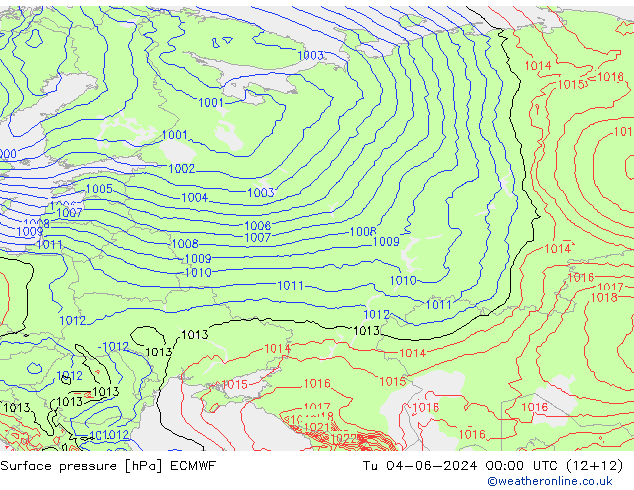 Presión superficial ECMWF mar 04.06.2024 00 UTC