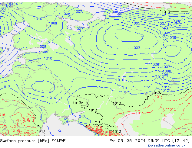 Surface pressure ECMWF We 05.06.2024 06 UTC