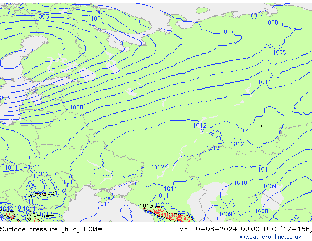 Yer basıncı ECMWF Pzt 10.06.2024 00 UTC