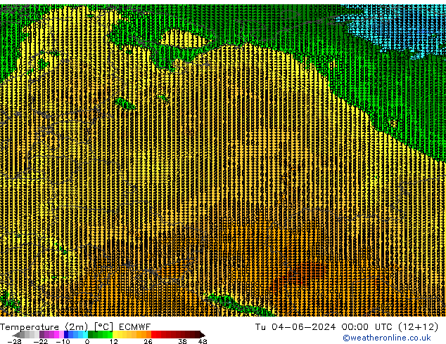 Temperatura (2m) ECMWF Ter 04.06.2024 00 UTC