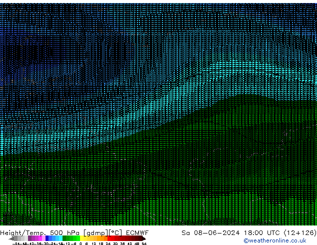 Height/Temp. 500 hPa ECMWF sab 08.06.2024 18 UTC