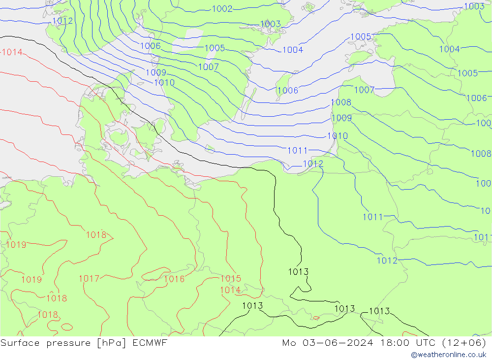 ciśnienie ECMWF pon. 03.06.2024 18 UTC