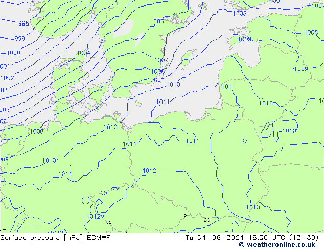 Yer basıncı ECMWF Sa 04.06.2024 18 UTC