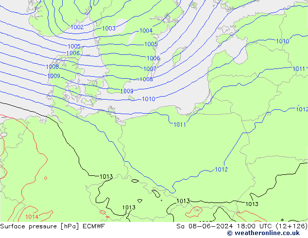 ciśnienie ECMWF so. 08.06.2024 18 UTC