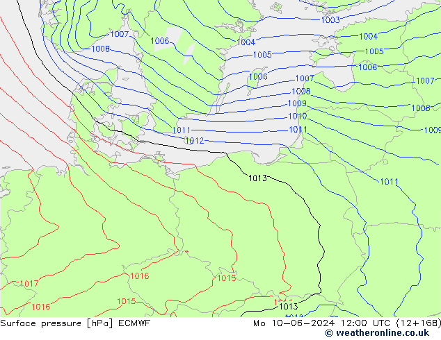 pressão do solo ECMWF Seg 10.06.2024 12 UTC