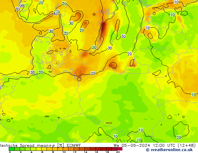 Isotachs Spread ECMWF We 05.06.2024 12 UTC