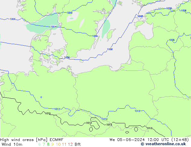 High wind areas ECMWF ср 05.06.2024 12 UTC