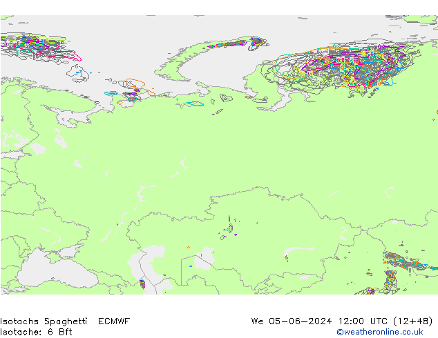 Isotachen Spaghetti ECMWF wo 05.06.2024 12 UTC