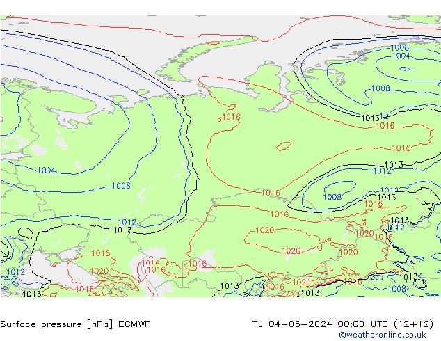 Pressione al suolo ECMWF mar 04.06.2024 00 UTC