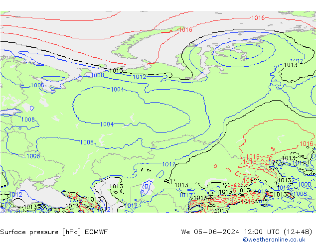 Luchtdruk (Grond) ECMWF wo 05.06.2024 12 UTC