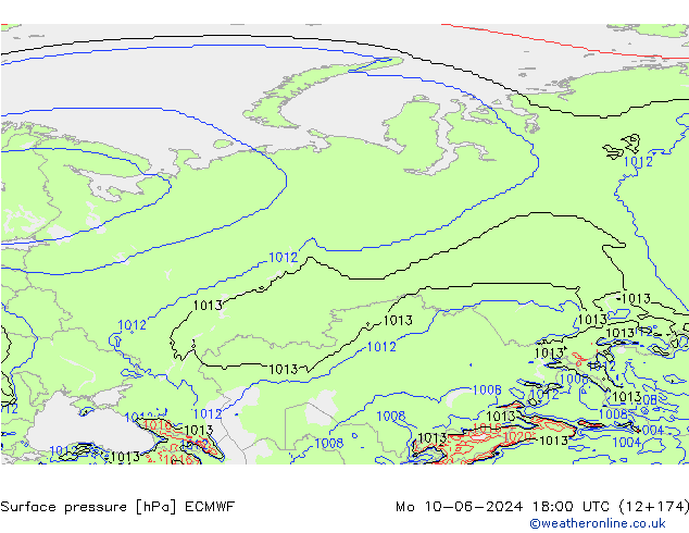 Yer basıncı ECMWF Pzt 10.06.2024 18 UTC