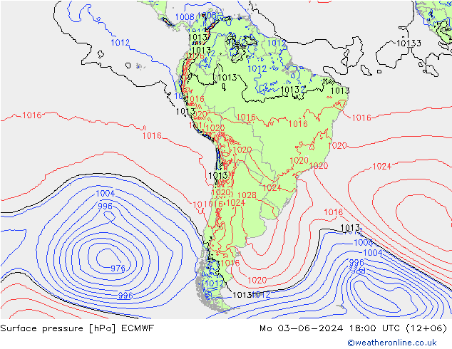 Surface pressure ECMWF Mo 03.06.2024 18 UTC