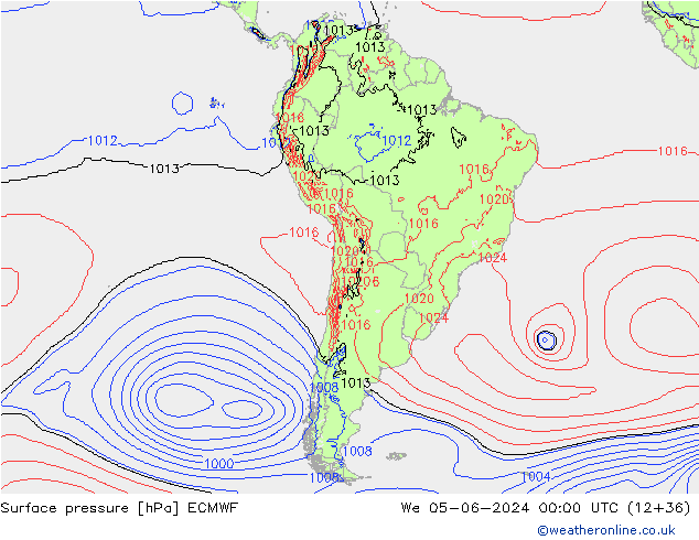 Surface pressure ECMWF We 05.06.2024 00 UTC