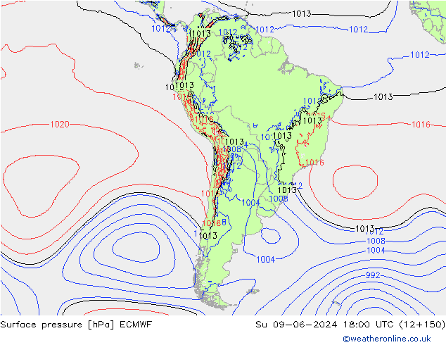 Luchtdruk (Grond) ECMWF zo 09.06.2024 18 UTC