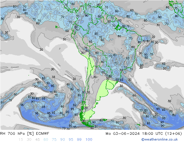 RH 700 hPa ECMWF Mo 03.06.2024 18 UTC