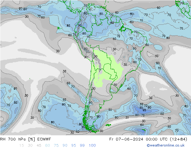 RH 700 hPa ECMWF  07.06.2024 00 UTC