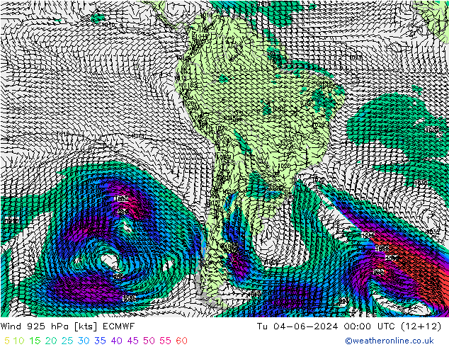 Wind 925 hPa ECMWF Di 04.06.2024 00 UTC