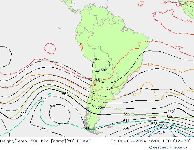 Hoogte/Temp. 500 hPa ECMWF do 06.06.2024 18 UTC