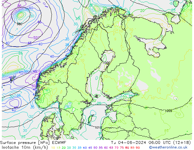 Isotachs (kph) ECMWF Ter 04.06.2024 06 UTC