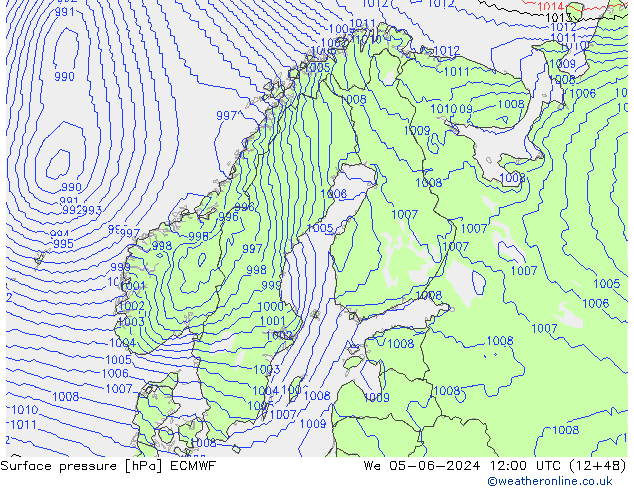 Surface pressure ECMWF We 05.06.2024 12 UTC