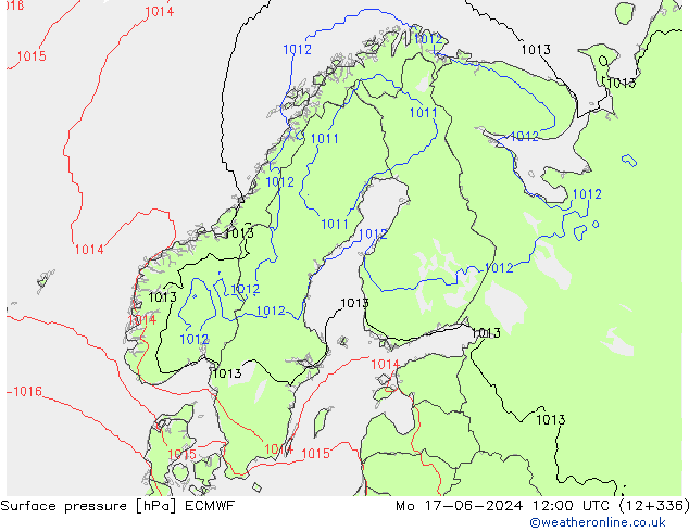 Bodendruck ECMWF Mo 17.06.2024 12 UTC