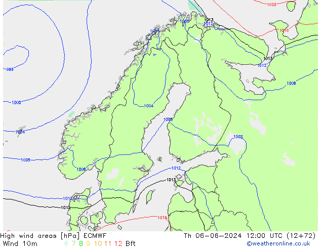 High wind areas ECMWF gio 06.06.2024 12 UTC