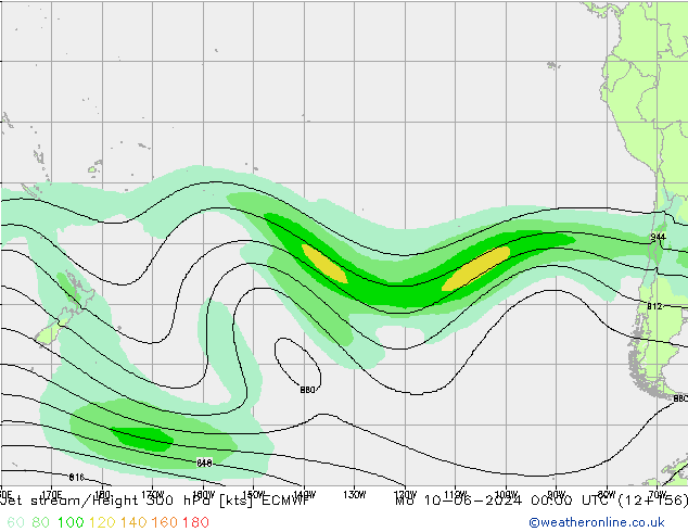 Jet stream/Height 300 hPa ECMWF Mo 10.06.2024 00 UTC