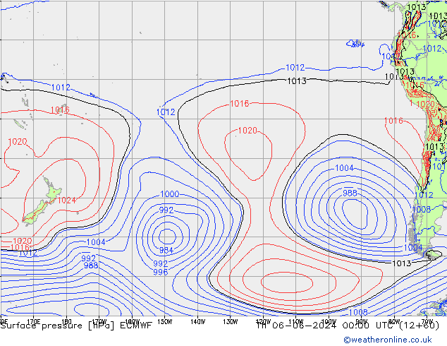 pressão do solo ECMWF Qui 06.06.2024 00 UTC