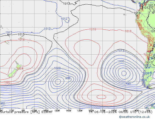 ciśnienie ECMWF czw. 06.06.2024 06 UTC