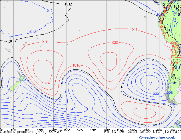 Surface pressure ECMWF Mo 10.06.2024 06 UTC