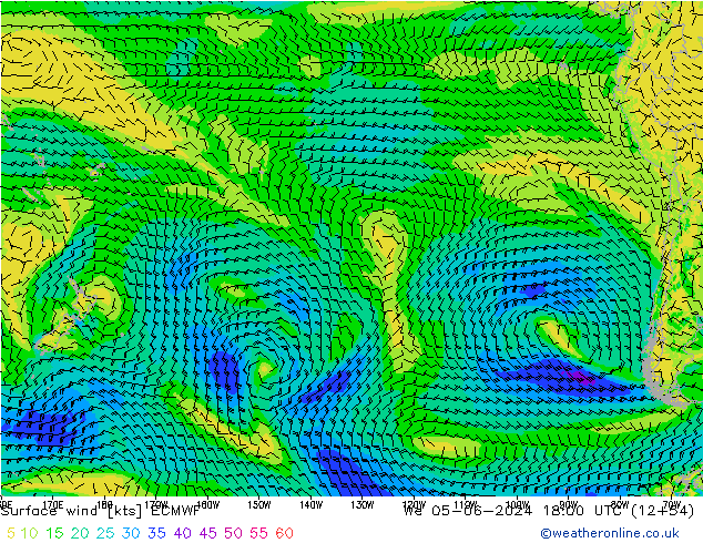 Surface wind ECMWF We 05.06.2024 18 UTC