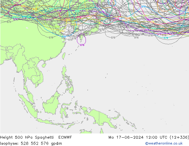 Height 500 hPa Spaghetti ECMWF Po 17.06.2024 12 UTC