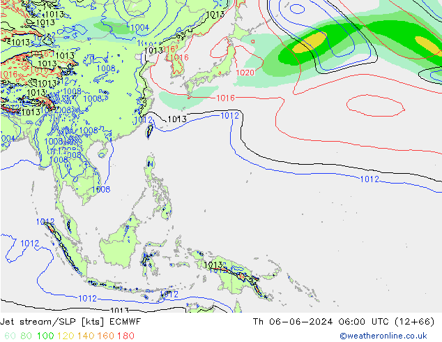 Corrente a getto ECMWF gio 06.06.2024 06 UTC