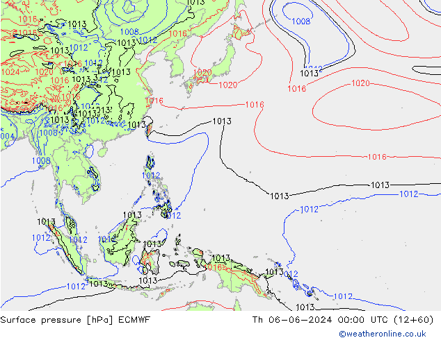 приземное давление ECMWF чт 06.06.2024 00 UTC