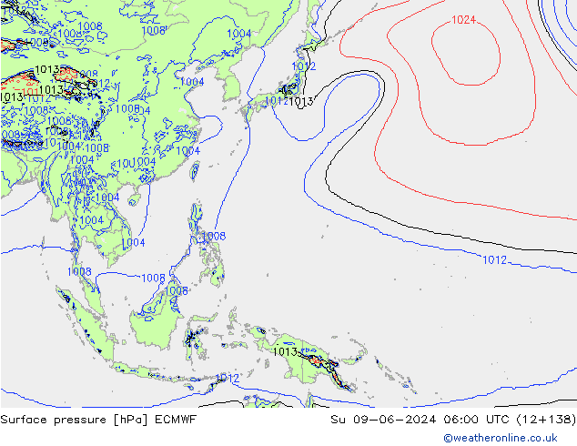 Yer basıncı ECMWF Paz 09.06.2024 06 UTC