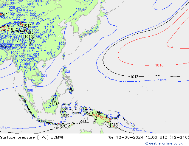 pression de l'air ECMWF mer 12.06.2024 12 UTC