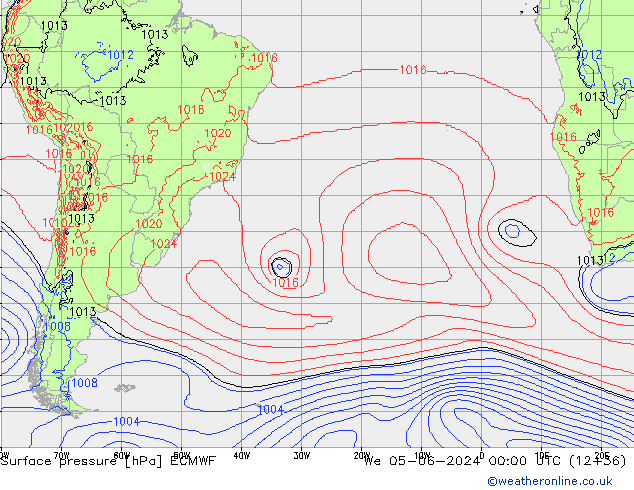 pressão do solo ECMWF Qua 05.06.2024 00 UTC