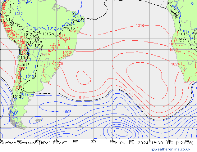 Surface pressure ECMWF Th 06.06.2024 18 UTC