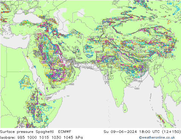 Yer basıncı Spaghetti ECMWF Paz 09.06.2024 18 UTC